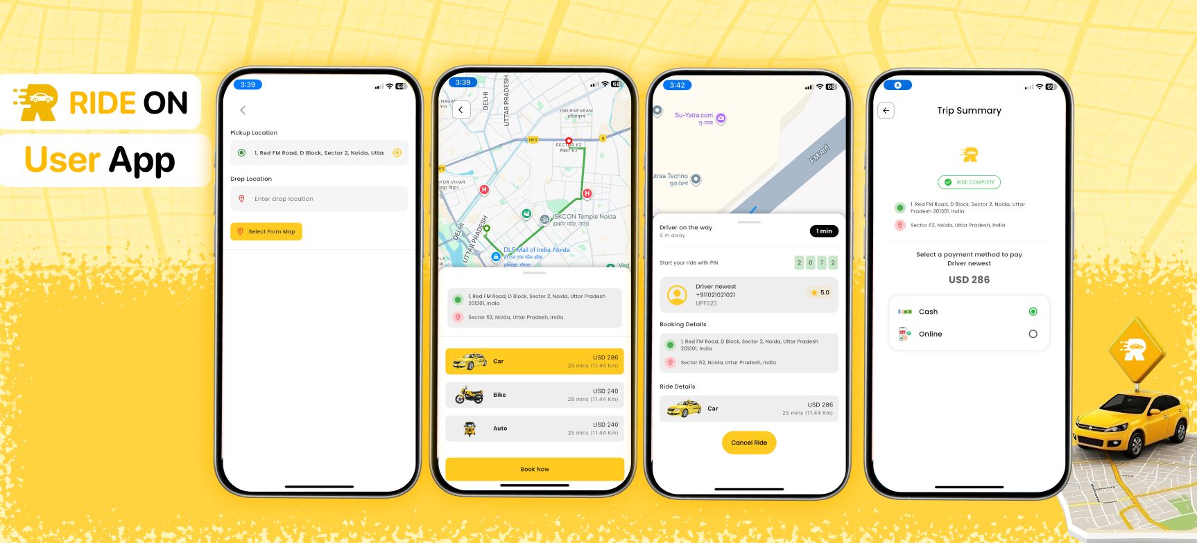 RideOn Taxi v1.3 破解版 – 完整出租车预订解决方案源码