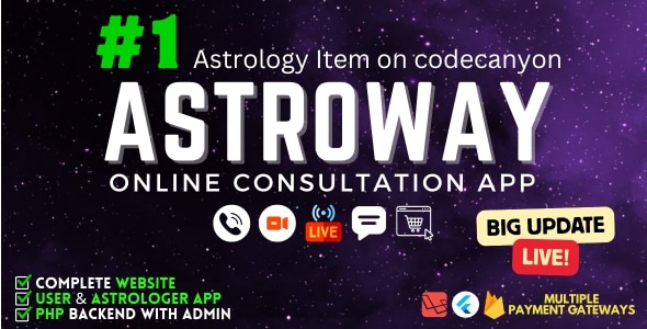 Astroway v4.0 – 包含聊天、通话、电子祈祷、商店及人工智能聊天应用源码的完整占星咨询应用